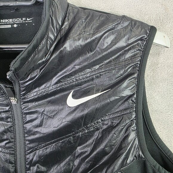 Mens Nike Golf Black Quilted Therma-Fit Vest 1/2 Zip Lightweight Polyester L - Picture 3 of 11